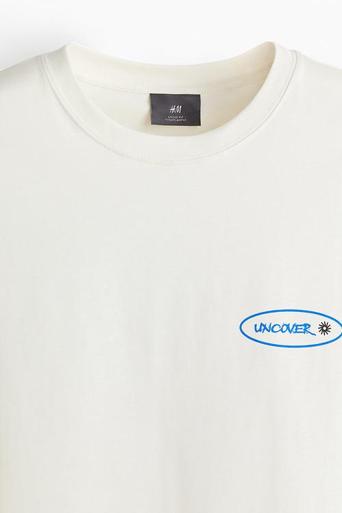 Loose fit printed t-shirt - white/uncover