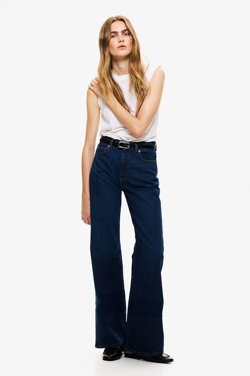 Wide high waist jeans - navy denim blue