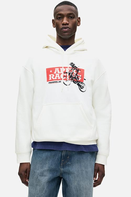 Loose fit printed hoodie - white/motocross