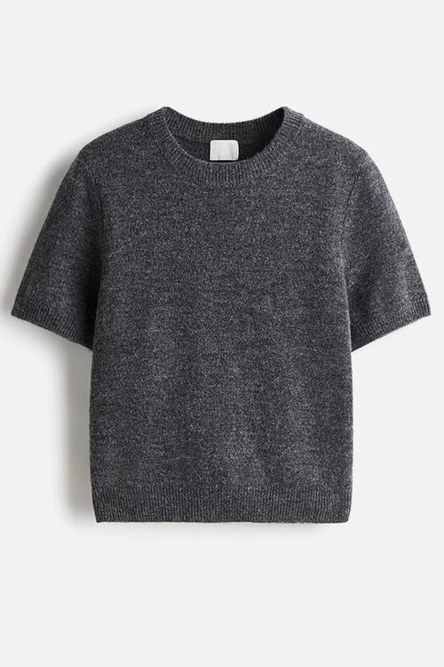 Fine-knit jumper - dark grey marl