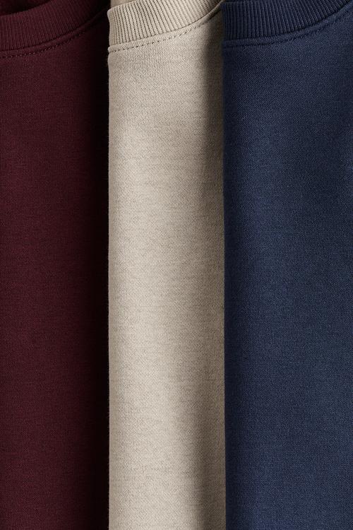 3-pack brushed-inside sweatshirts - dark blue/dark red