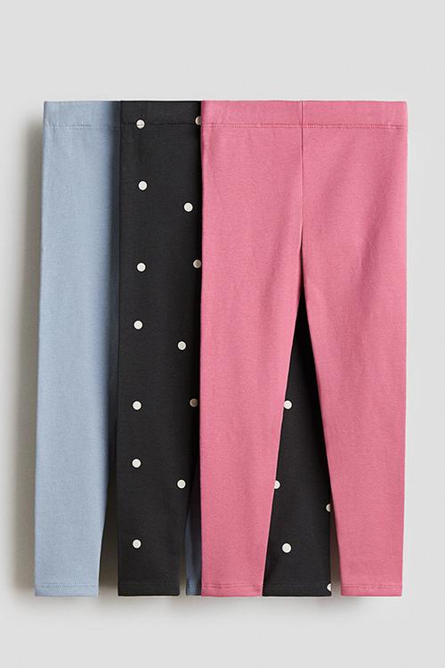 3-pack brushed-inside jersey leggings - black/spotted