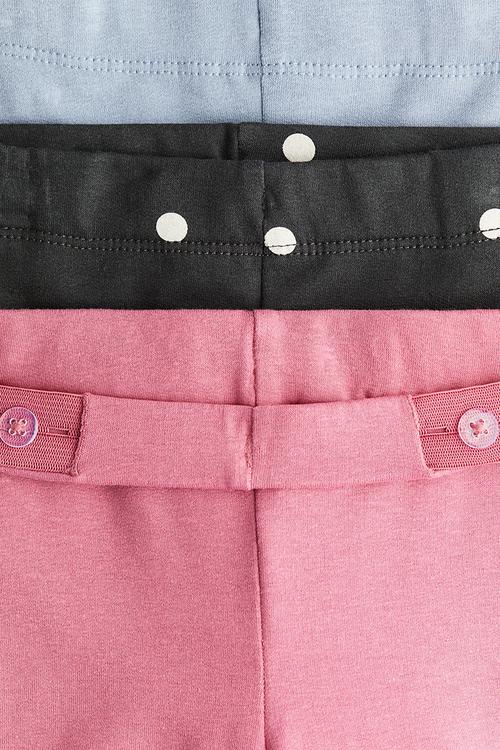 3-pack brushed-inside jersey leggings - black/spotted