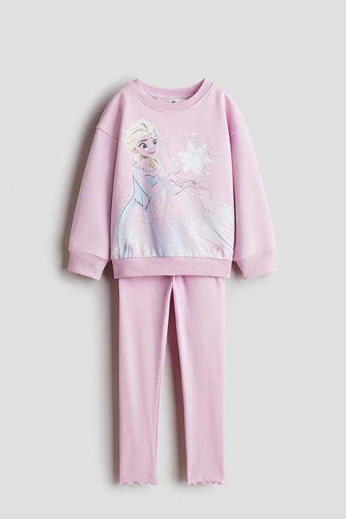 2-piece top and leggings set - light pink/frozen