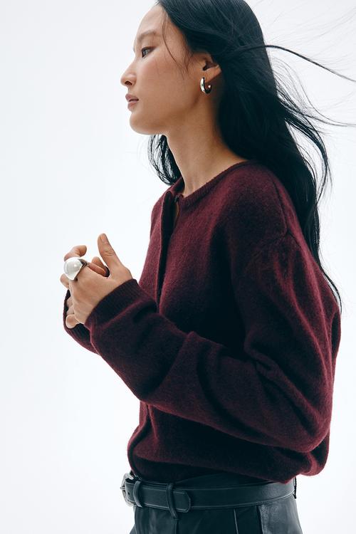 Loose-fit cardigan - burgundy