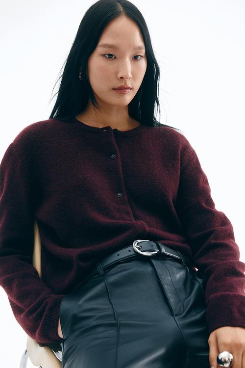 Loose-fit cardigan - burgundy