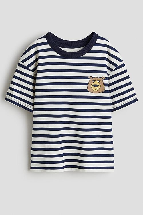 Printed t-shirt - navy blue/bear