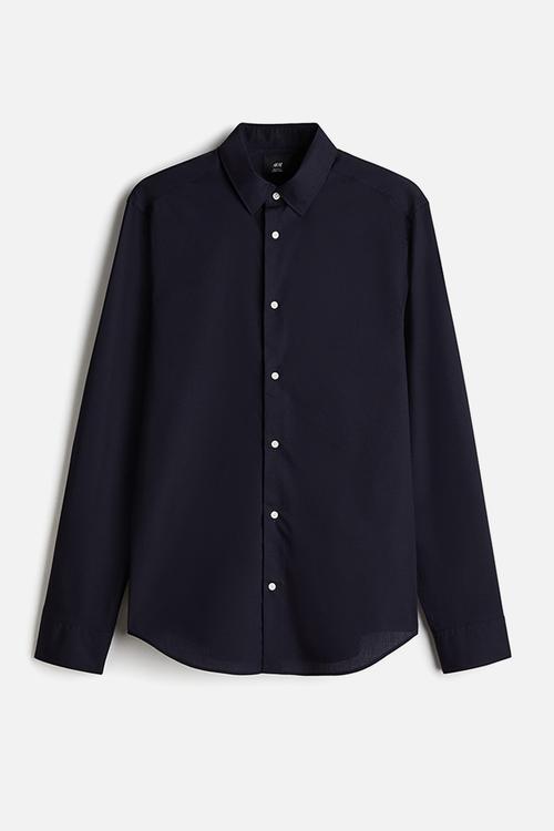 Slim fit easy-iron shirt - blue