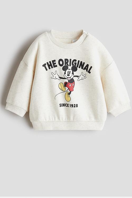 Print-motif sweatshirt - cream/mickey mouse