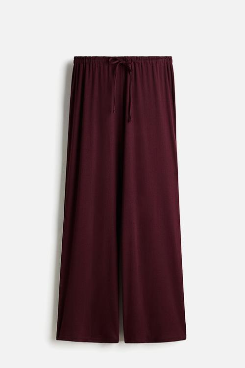 Pointelle pyjama bottoms - burgundy