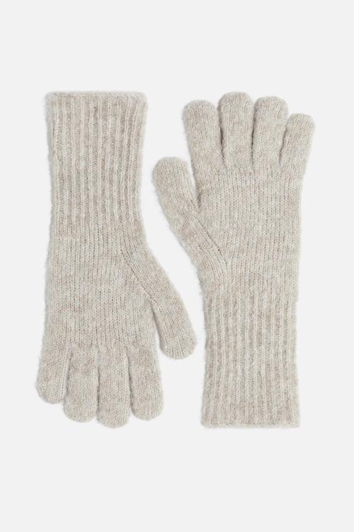 Knitted gloves - light beige marl