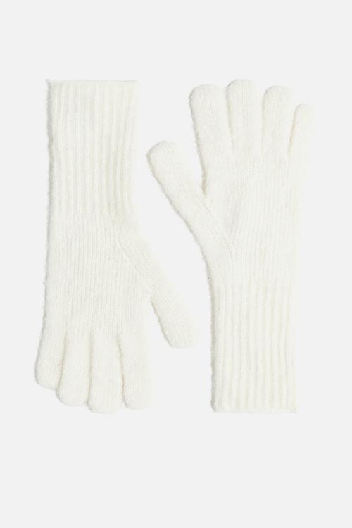 Knitted gloves - cream