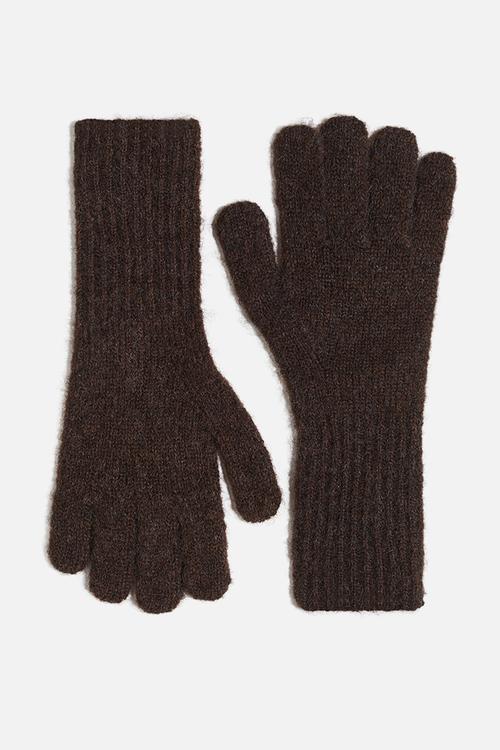 Knitted gloves - brown