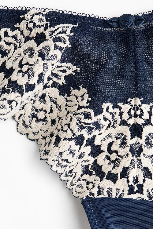 2-pack lace brazilian briefs - dark blue/white