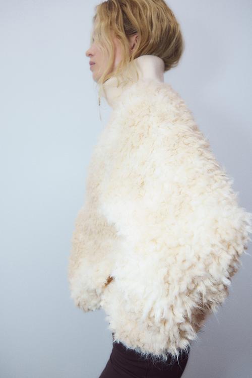 Teddy jacket - light beige/patterned