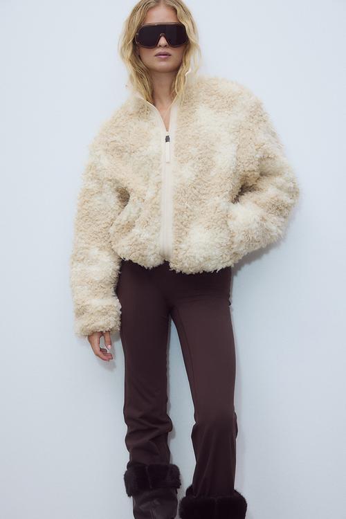 Teddy jacket - light beige/patterned