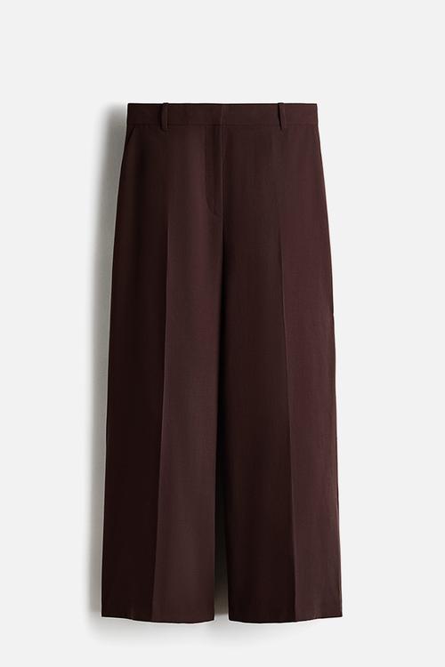 Wide ankle-length trousers - dark brown