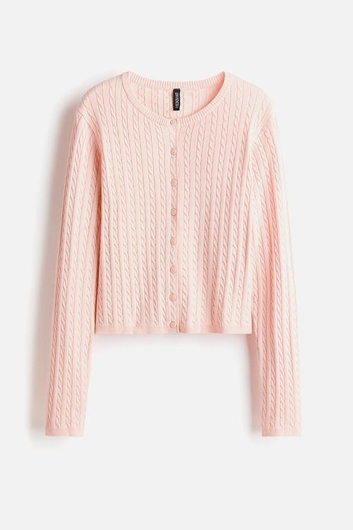 Cable-knit cardigan - light pink