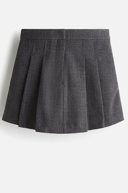 Pleated skort - dark grey/checked