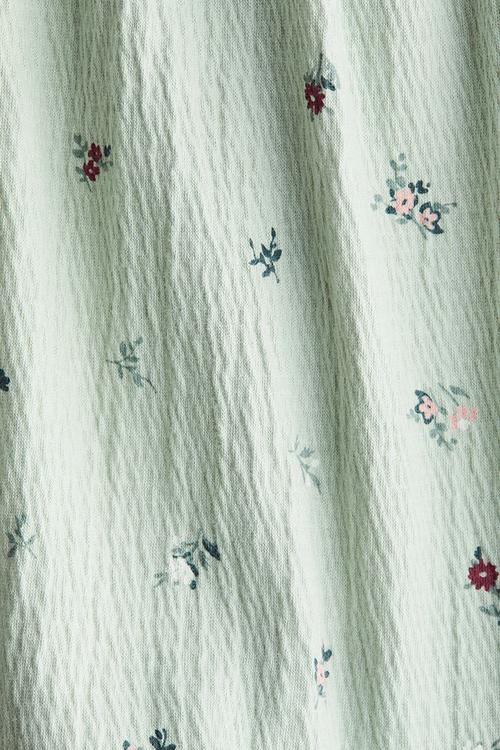 Crinkled cotton dress - mint green/floral