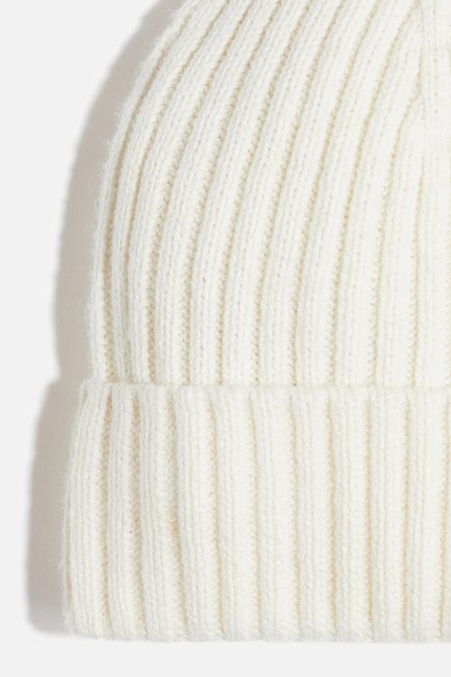 Rib-knit beanie - cream