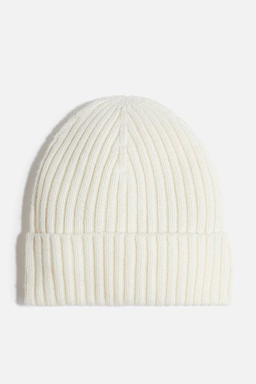 Rib-knit beanie - cream