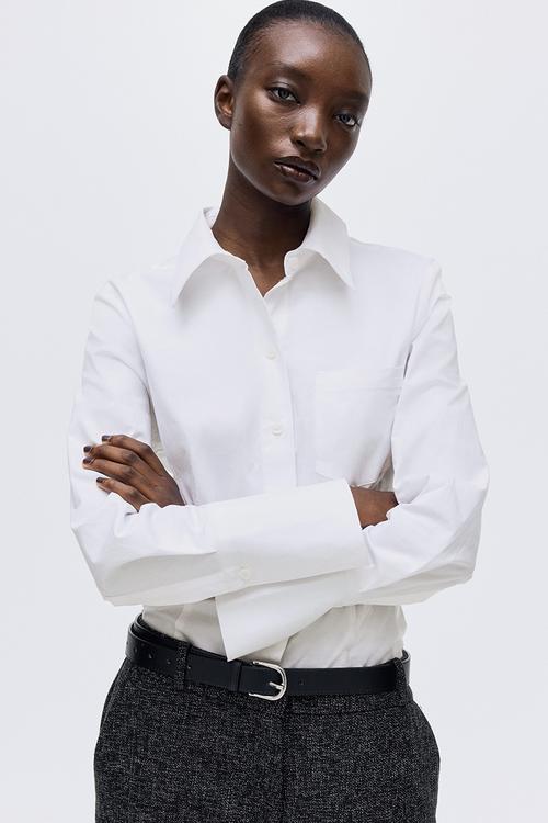 Fitted cotton shirt - white