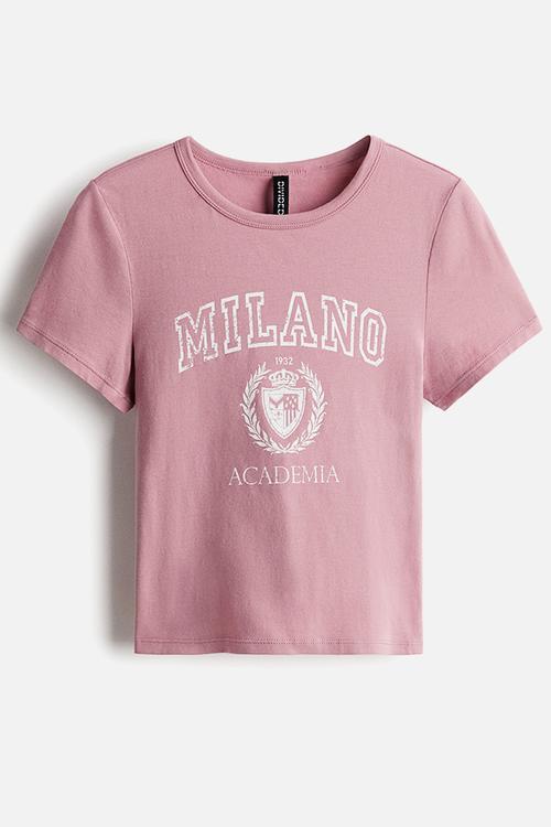 Fitted cotton T-shirt - pink/milano