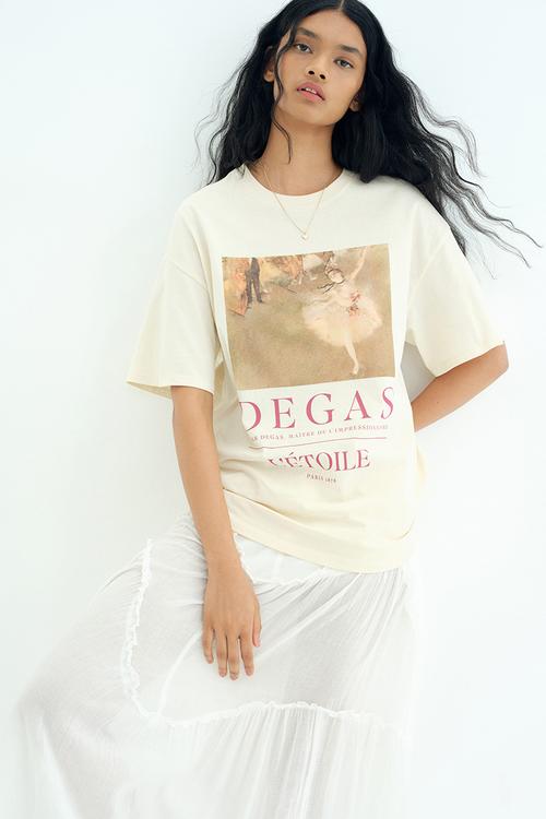 Oversized printed T-shirt - light beige/degas