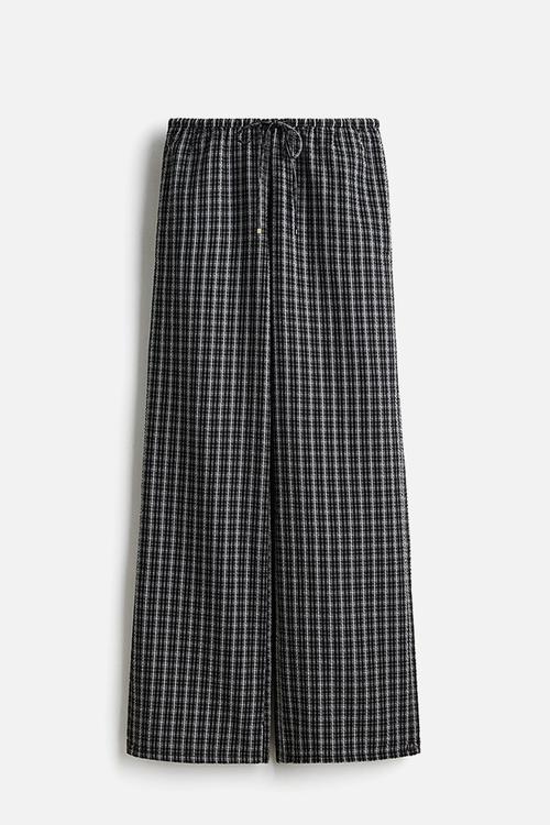 Drawstring trousers - black/checked