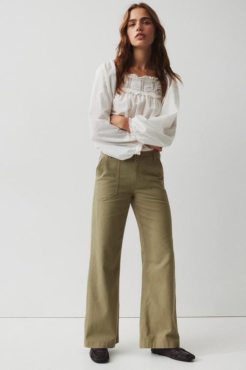 Cotton twill trousers - khaki green