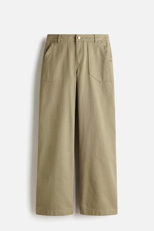 Cotton twill trousers - khaki green
