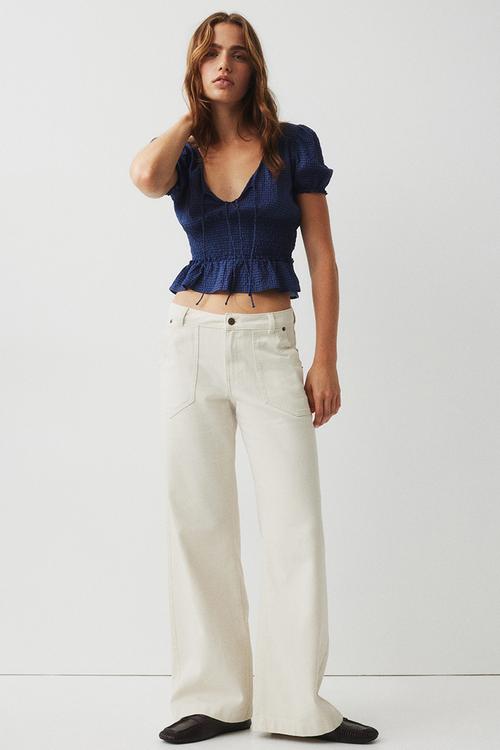 Cotton twill trousers - cream