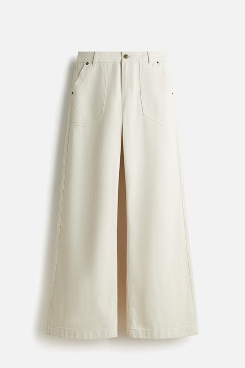 Cotton twill trousers - cream