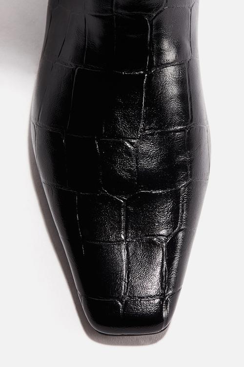 Knee-high boots - black/crocodile pattern