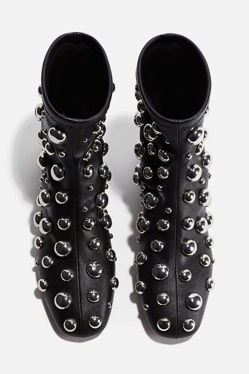 Studded ankle boots - black