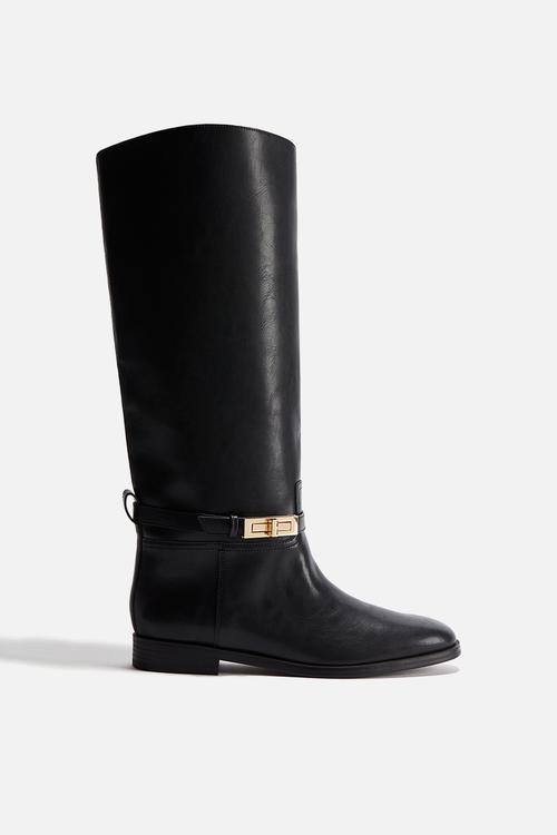 Strap-detail boots - black