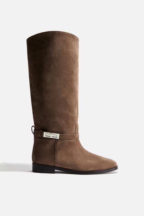 Strap-detail boots - taupe
