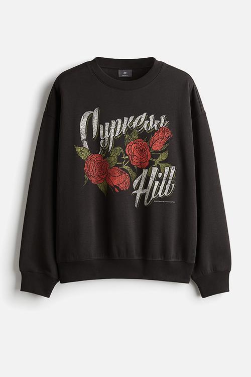 Oversized fit printed sweatshirt - black/cypress hill