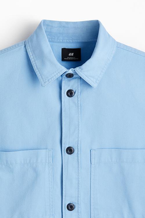 Relaxed fit twill overshirt - light blue