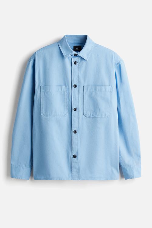 Relaxed fit twill overshirt - light blue