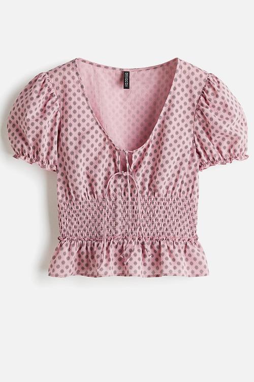 Peplum blouse - pink/patterned