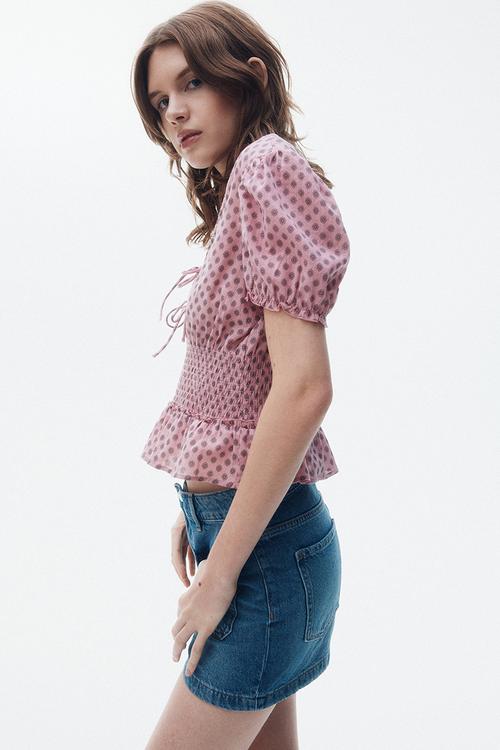 Peplum blouse - pink/patterned