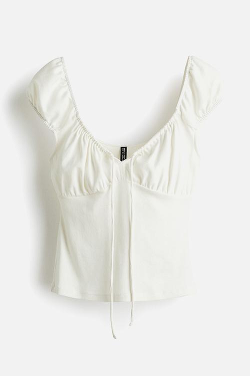 Drawstring-detail top - white