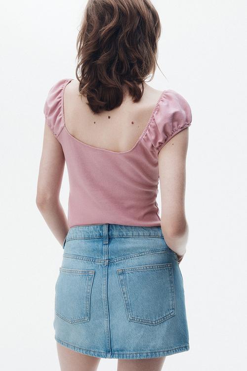 Drawstring-detail top - pink