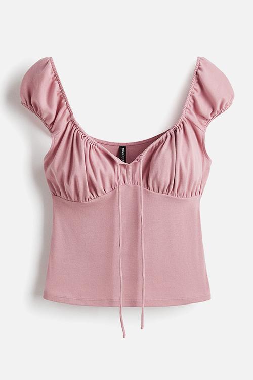 Drawstring-detail top - pink