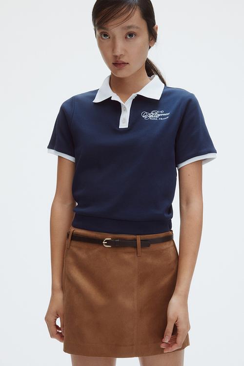 Cotton polo shirt - navy blue/nouveau depart