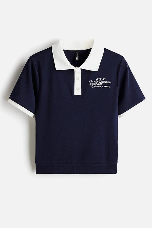 Cotton polo shirt - navy blue/nouveau depart