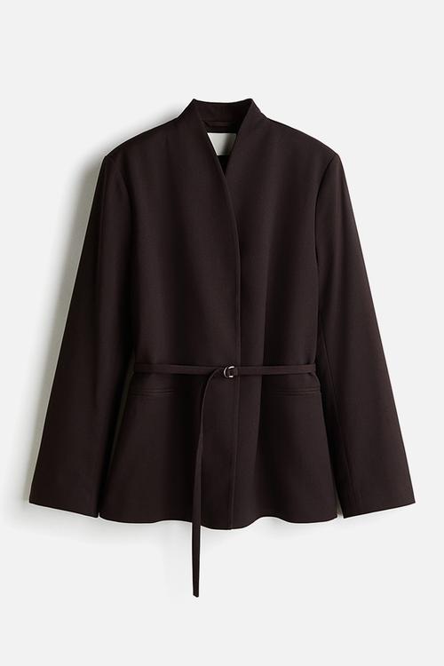 Belted blazer - dark brown