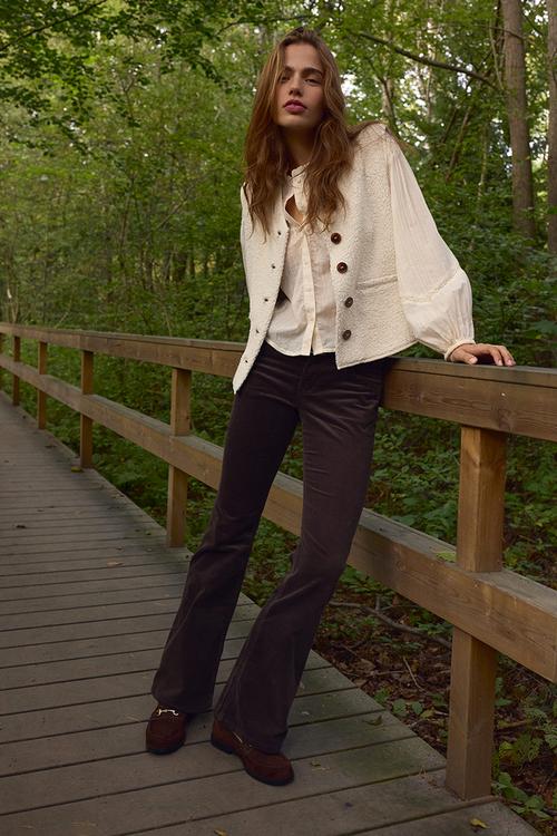 Flared corduroy trousers - dark brown